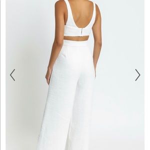 White wide leg two piece pant set